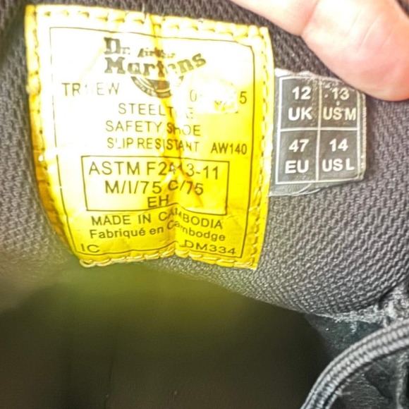 Dr. Martens ** RARE Industrial Steel Toe Work Boots Men's 13 US Black Safety - Picture 7 of 12